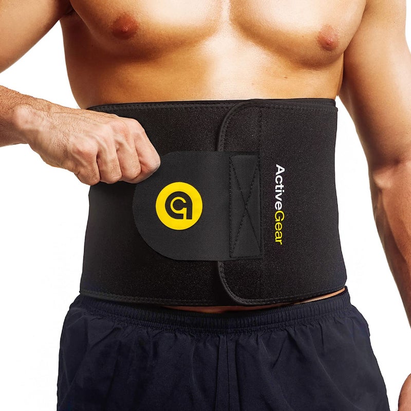 ActiveGear Premium Waist Trimmer Belt Slim Body Sweat Wrap for Stomach and Back Lumbar Support, Large: 9"" x 46"" - Yellow - Image 1
